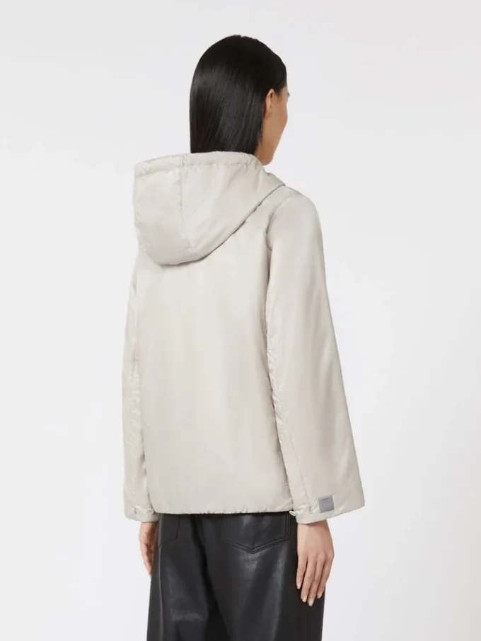 Gewatteerd, waterafstotend canvas jack met capuchon, beige