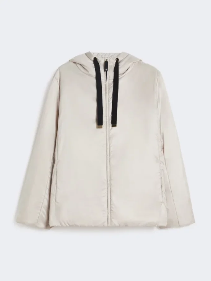 Gewatteerd, waterafstotend canvas jack met capuchon, beige