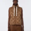 Gewatteerd, waterafstotend nylon canvas vest, karamel Gewatteerd, waterafstotend nylon canvas vest, karamel