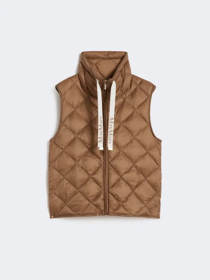 Gewatteerd, waterafstotend nylon canvas vest, karamel Gewatteerd, waterafstotend nylon canvas vest, karamel