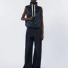 Gewatteerd, waterafstotend nylon canvas vest, middernachtblauw Gewatteerd, waterafstotend nylon canvas vest, middernachtblauw
