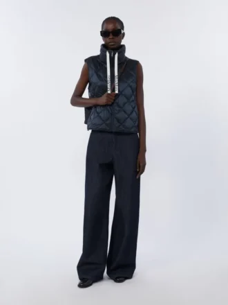 Gewatteerd, waterafstotend nylon canvas vest, middernachtblauw
