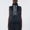 Gewatteerd, waterafstotend nylon canvas vest, middernachtblauw Gewatteerd, waterafstotend nylon canvas vest, middernachtblauw