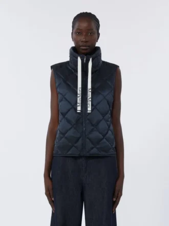 Gewatteerd, waterafstotend nylon canvas vest, middernachtblauw