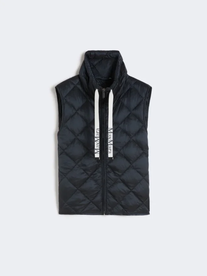 Gewatteerd, waterafstotend nylon canvas vest, middernachtblauw Gewatteerd, waterafstotend nylon canvas vest, middernachtblauw