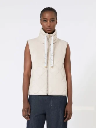 Gewatteerd, waterafstotend nylon canvas vest, zandkleur