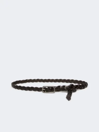 Geweven leren riem, donkerbruin