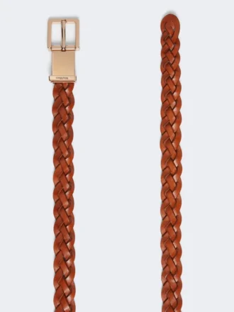 Geweven leren riem, roestkleur