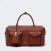 Grote leren boston-tas met zakken, roestkleur Grote leren boston-tas met zakken, roestkleur