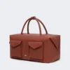 Grote leren boston-tas met zakken, roestkleur Grote leren boston-tas met zakken, roestkleur