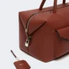 Grote leren boston-tas met zakken, roestkleur Grote leren boston-tas met zakken, roestkleur