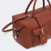 Grote leren boston-tas met zakken, roestkleur Grote leren boston-tas met zakken, roestkleur