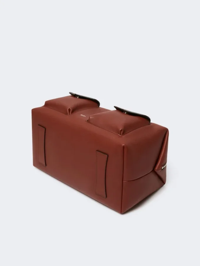 Grote leren boston-tas met zakken, roestkleur Grote leren boston-tas met zakken, roestkleur
