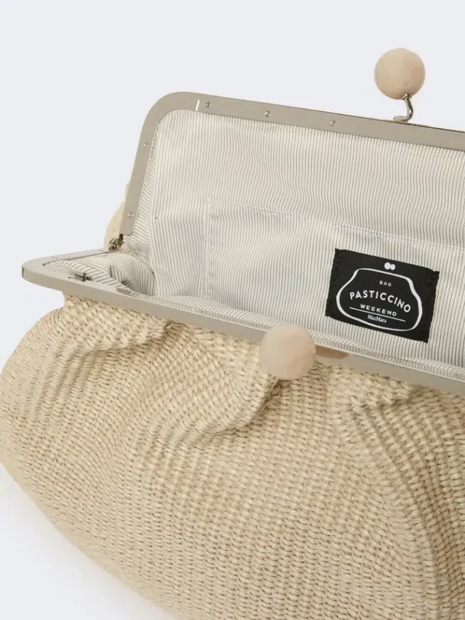 Grote pasticcino-tas met raffia-effect, tortelduif Grote pasticcino-tas met raffia-effect, tortelduif