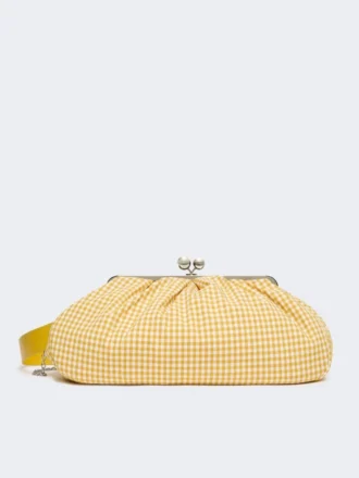 Grote Pasticcino-tas van katoen met gingham-ruit, geel