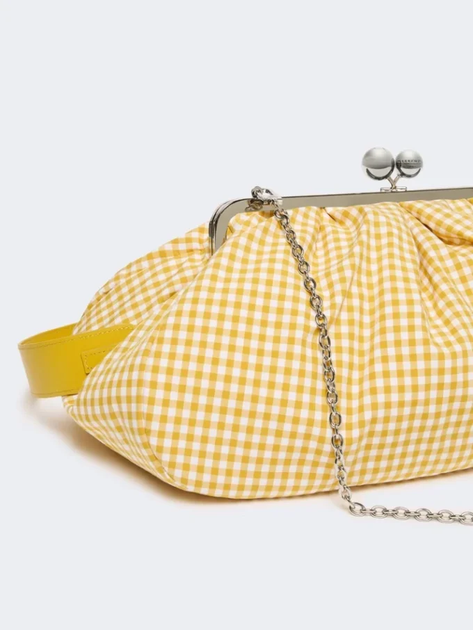 Grote Pasticcino-tas van katoen met gingham-ruit, geel Grote Pasticcino-tas van katoen met gingham-ruit, geel