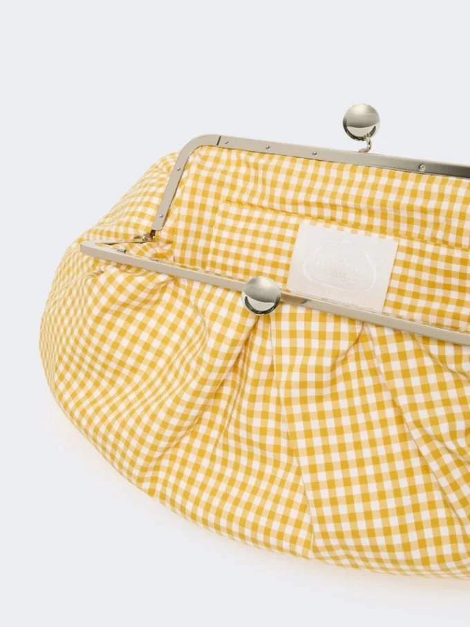 Grote Pasticcino-tas van katoen met gingham-ruit, geel Grote Pasticcino-tas van katoen met gingham-ruit, geel