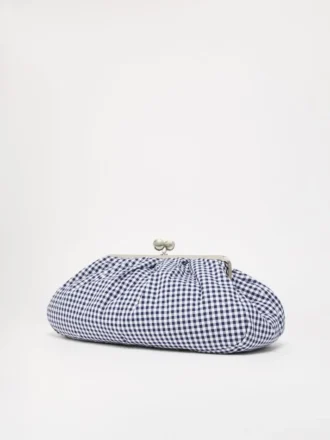 Grote Pasticcino-tas van katoen met gingham-ruit, ultramarijn