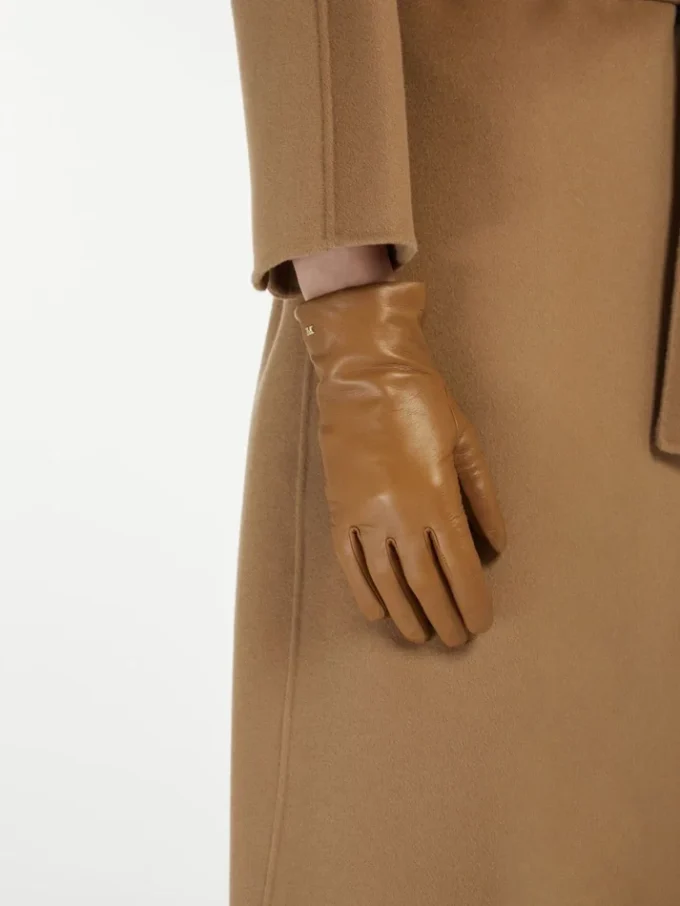 Handschoenen van nappaleer, tabakskleur