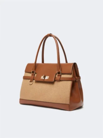 Handtas in camel en leer, camel Handtas in camel en leer, camel