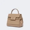 Handtas van glad leer, kleur mud Handtas van glad leer, kleur mud