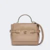 Handtas van glad leer, kleur mud Handtas van glad leer, kleur mud