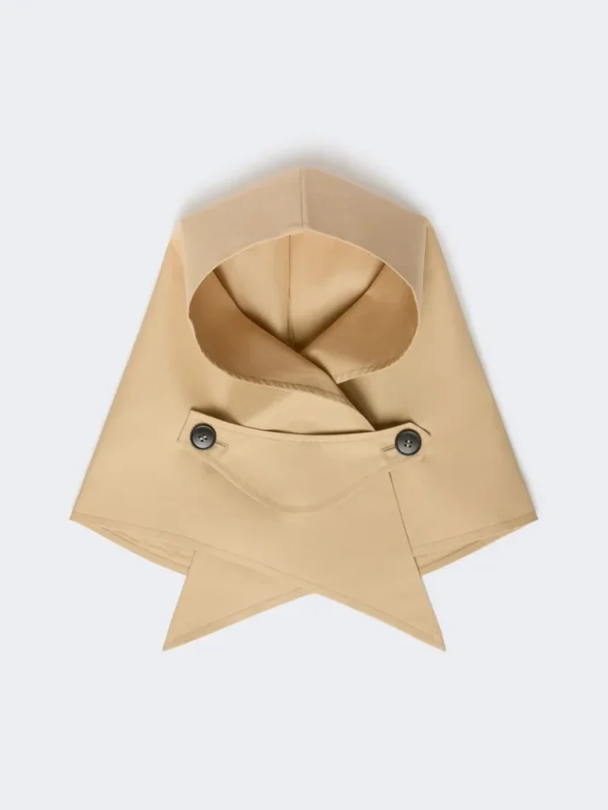 Hoed-foulard van waterafstotende gabardine, beige Hoed-foulard van waterafstotende gabardine, beige