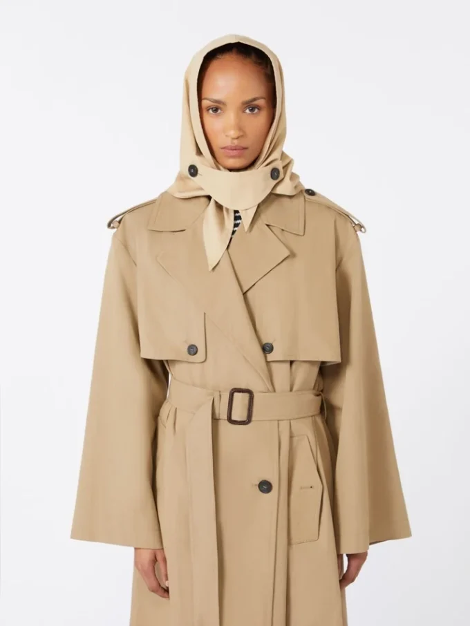Hoed-foulard van waterafstotende gabardine, beige Hoed-foulard van waterafstotende gabardine, beige