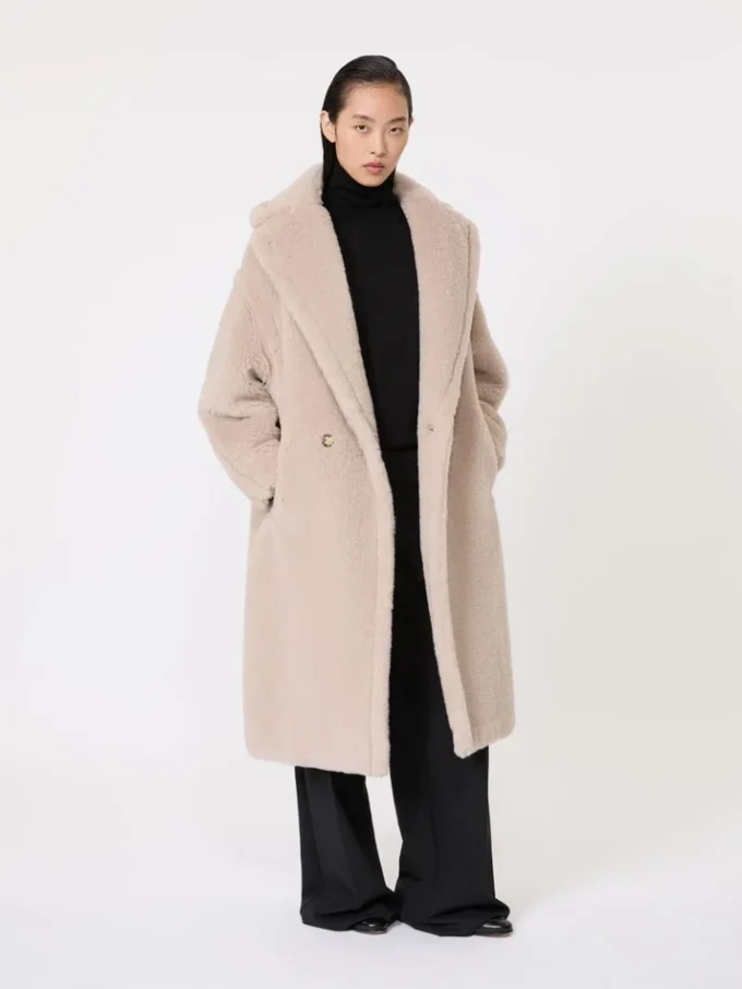 Iconische Teddy Bear Icon Coat van alpaca en wol, beige