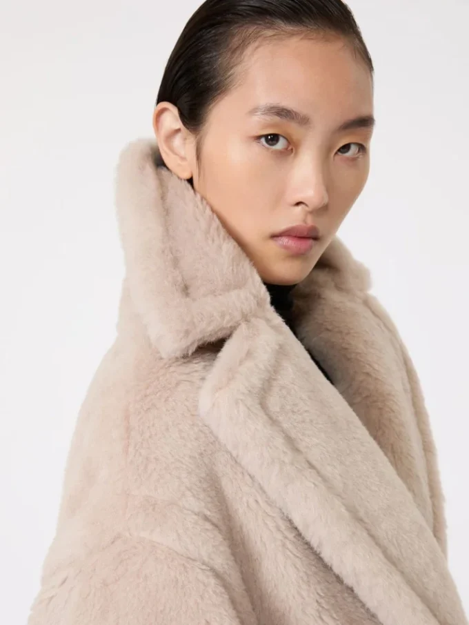 Iconische Teddy Bear Icon Coat van alpaca en wol, beige