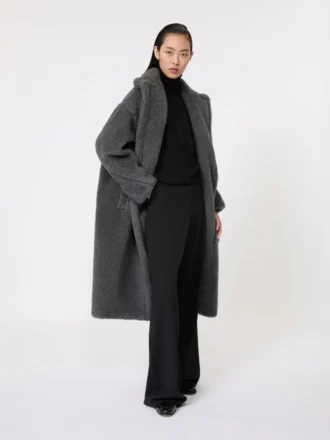 Iconische Teddy Bear Icon Coat van wol en alpaca, middengrijs