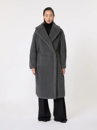 Iconische Teddy Bear Icon Coat van wol en alpaca, middengrijs