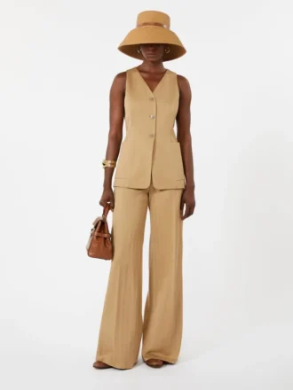 Jacquard jersey vest met krijtstreep, desert