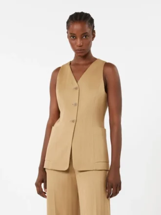Jacquard jersey vest met krijtstreep, desert