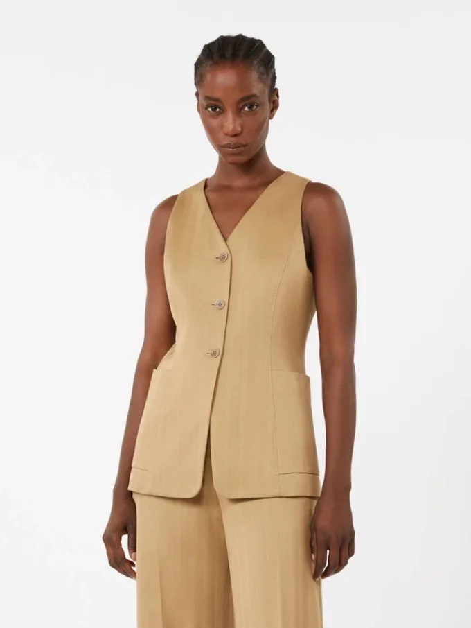 Jacquard jersey vest met krijtstreep, desert Jacquard jersey vest met krijtstreep, desert