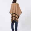 Jacquard wollen poncho, camel
