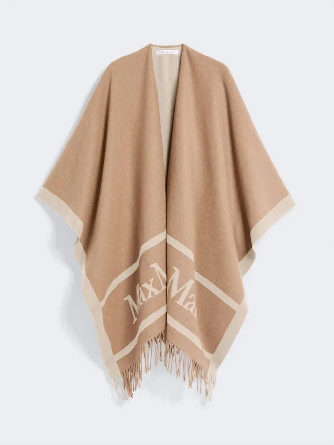Jacquard wollen poncho, camel Jacquard wollen poncho, camel