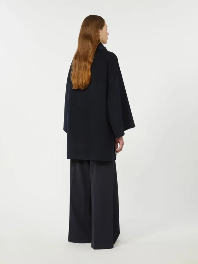 Jas van wolmix met sjaal, marineblauw Jas van wolmix met sjaal, marineblauw