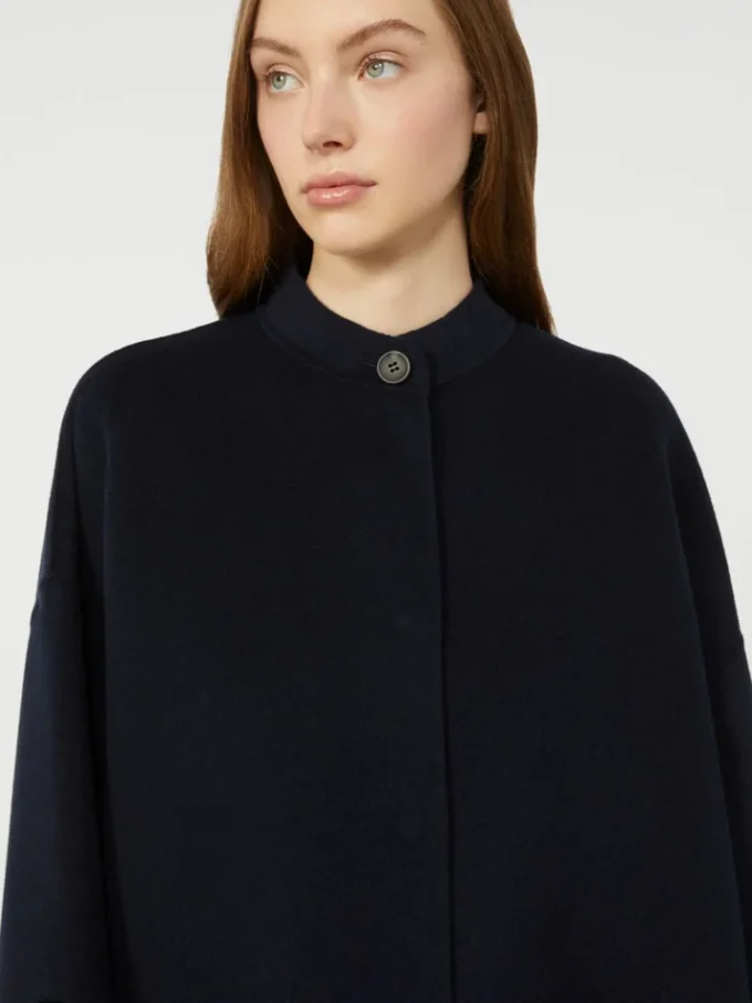 Jas van wolmix met sjaal, marineblauw Jas van wolmix met sjaal, marineblauw