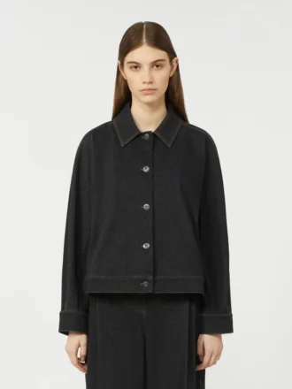 Jasje van denim met jersey-effect, ultramarijnblauw