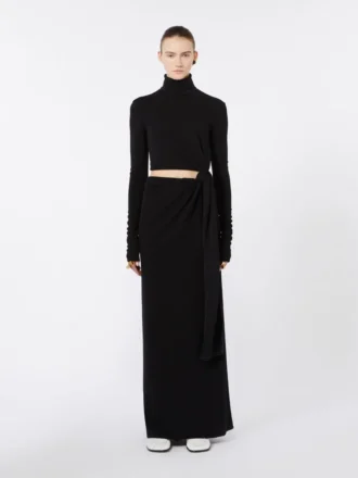 Jersey jurk met knoop, zwart