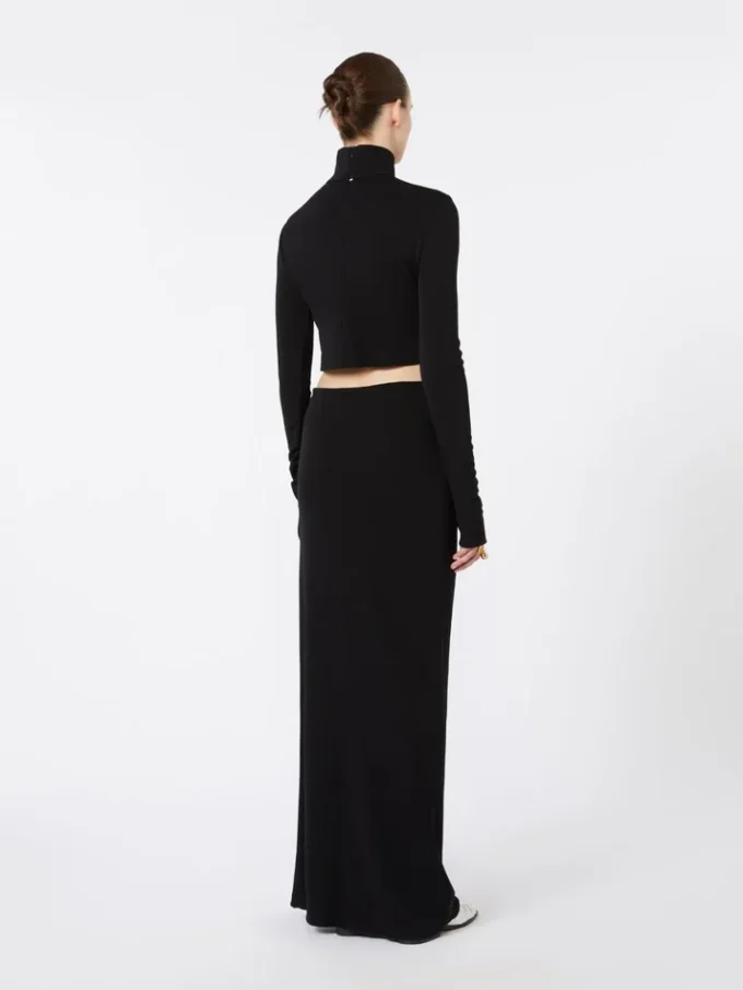 Jersey jurk met knoop, zwart Jersey jurk met knoop, zwart