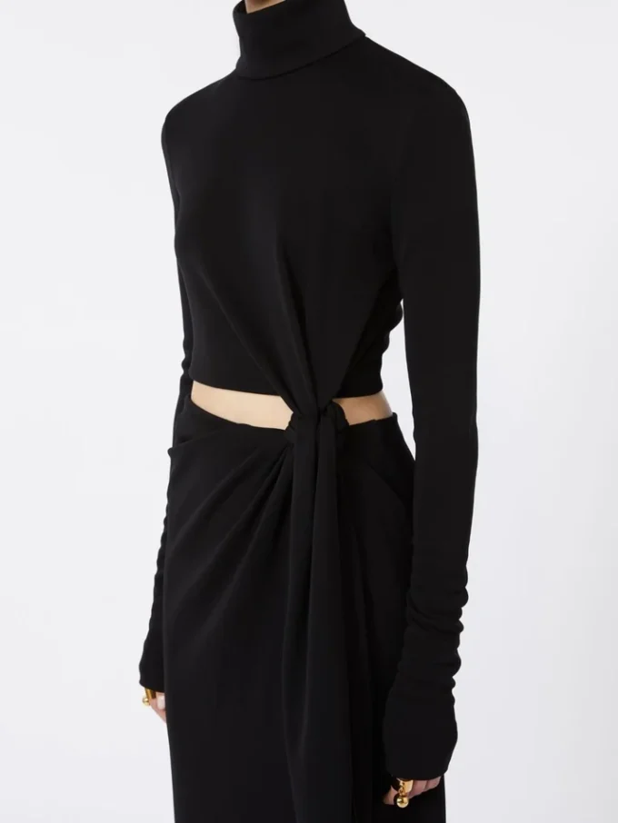 Jersey jurk met knoop, zwart Jersey jurk met knoop, zwart