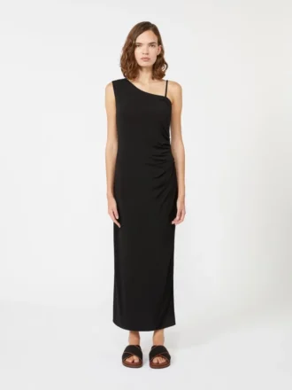 Jersey jurk met één schouder, zwart