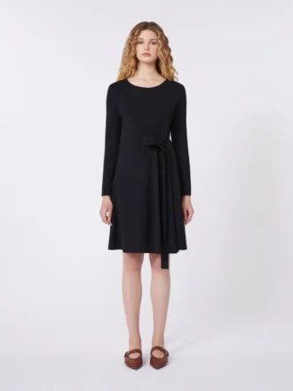 Jersey jurk van crêpe, zwart