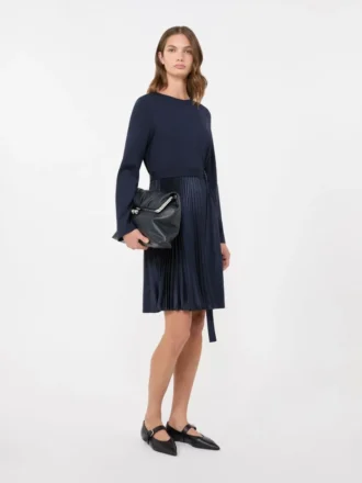 Jersey jurk van Milano-knit, marineblauw