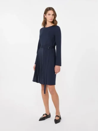 Jersey jurk van Milano-knit, marineblauw