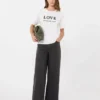 Jersey T-shirt met print en borduursels, wit Jersey T-shirt met print en borduursels, wit