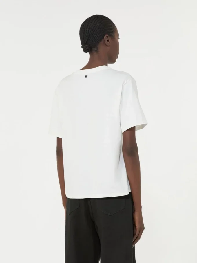 Jersey T-shirt met print en borduursels, wit Jersey T-shirt met print en borduursels, wit