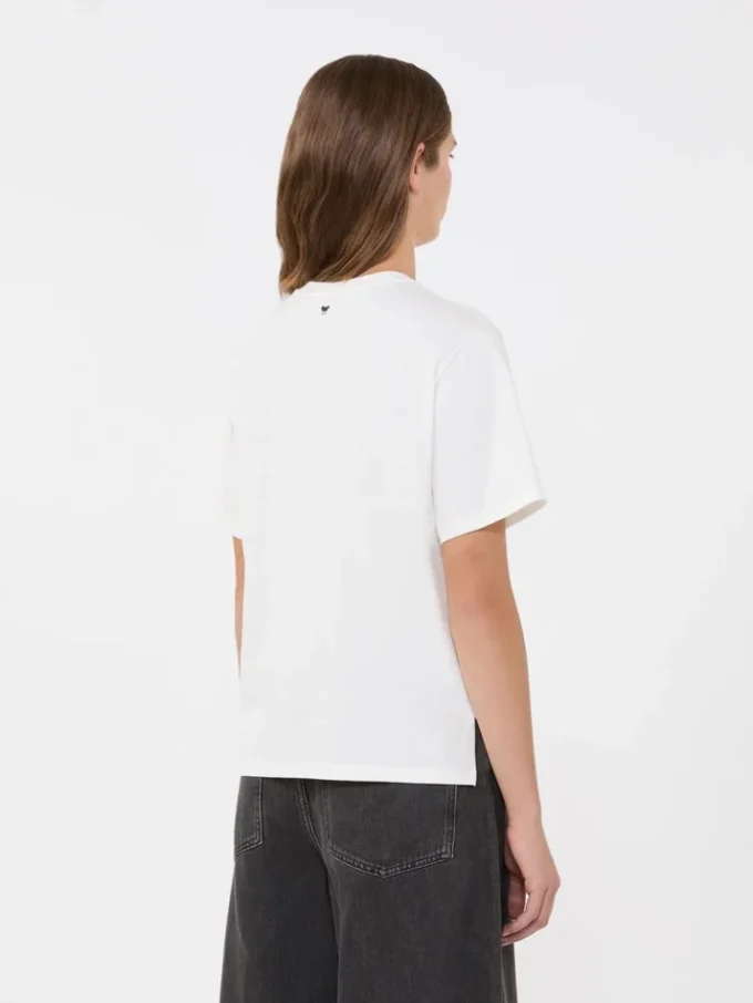 Jersey T-shirt met print en borduursels, wit Jersey T-shirt met print en borduursels, wit